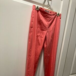 High-Waisted Pink Satin Trousers